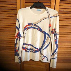 J.McLaughlin size medium long sleeve sweater cream 54% cotton 44% 2% spandex